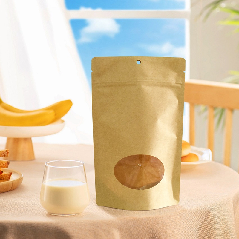 Bolsas De Papel Reciclables Autoportantes Con Ventanas
