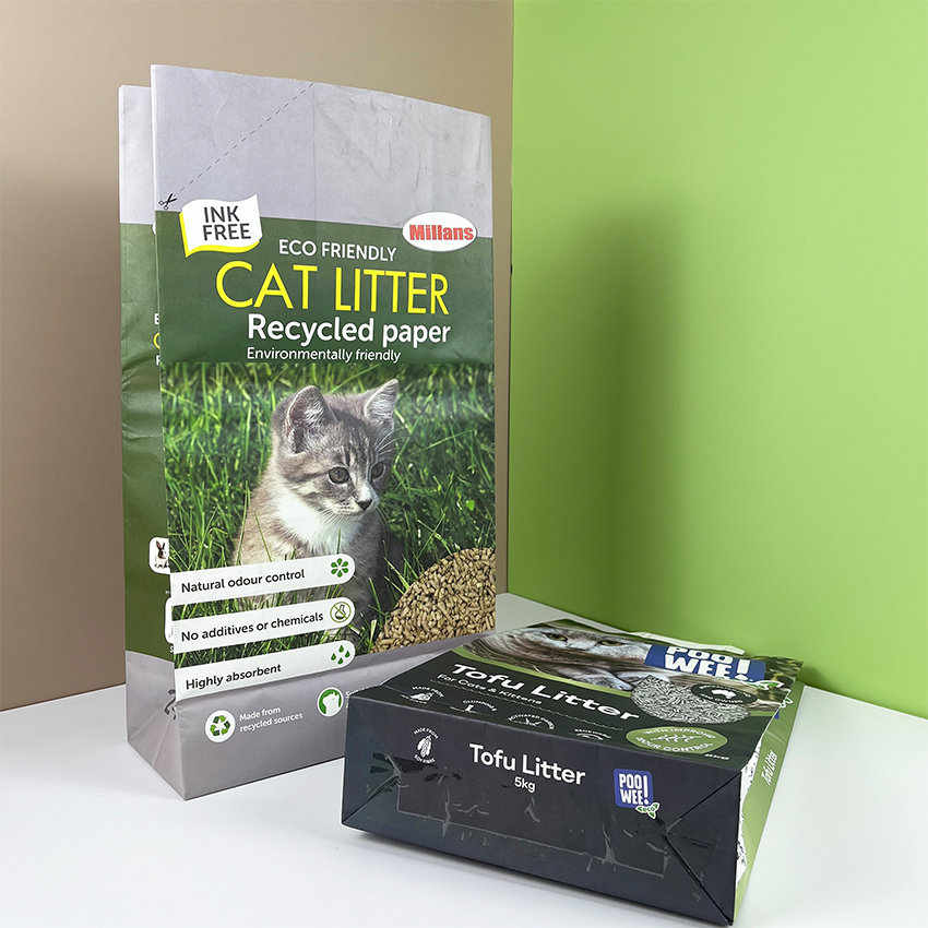 Las Mejores Bolsas Grandes Impresas De Arena Para Gatos Compostables De Fondo Plano A Prueba De Humedad