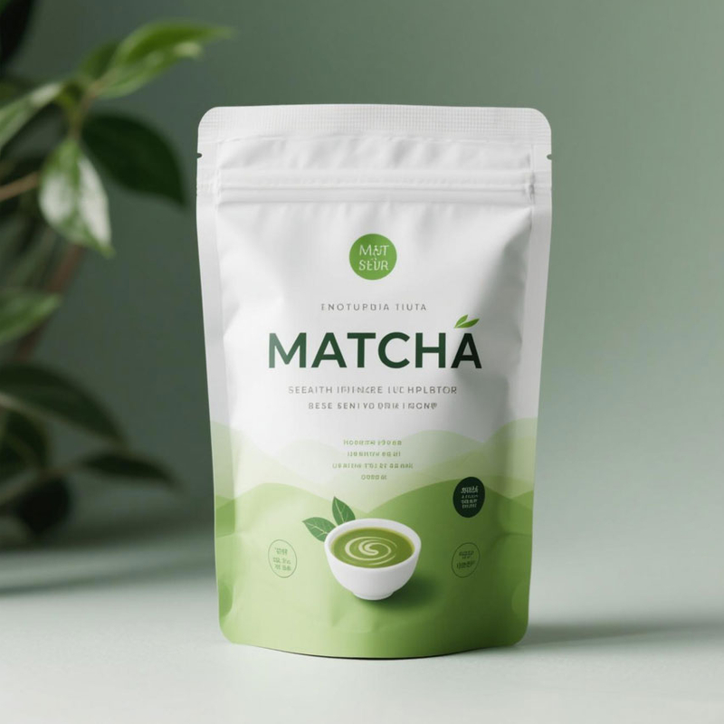 Bolsa De Matcha Stand-Up Personalizada Y Certificado Compostable