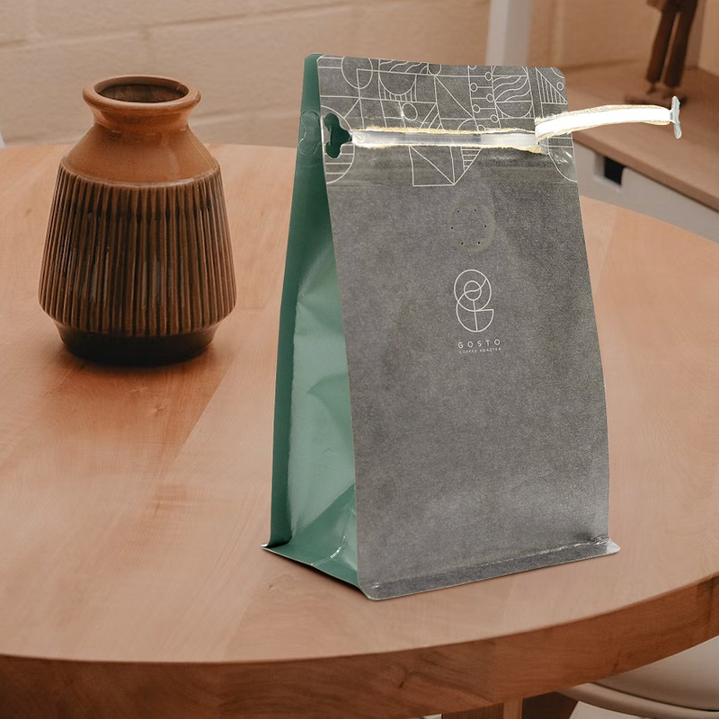 Bolsas De Embalaje De Granos De Café Ziplock Con Fondo De Caja Al Por Mayor Con Válvula