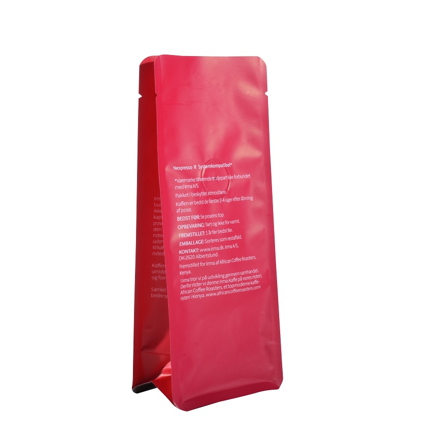Bolsas De Granos De Café Recicladas Con Sellado Térmico De Impresión En Color Rojo Neutro En Carbono Con Muesca De Desgarro