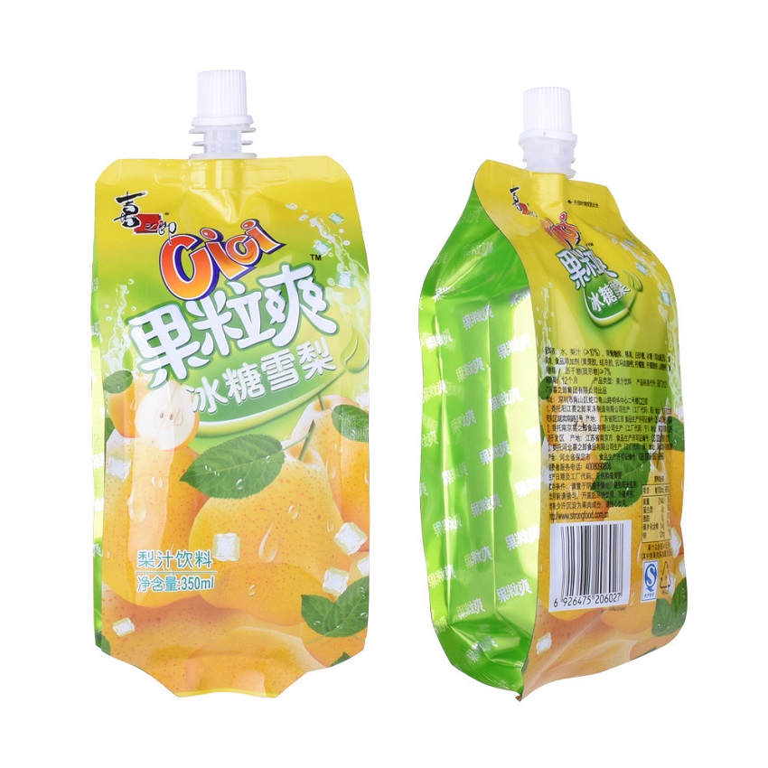 Bolsas De Bebida Impresas Personalizadas De Plástico Vacías Recicladas De Grado Alimenticio Con Pico
