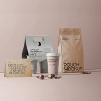 Bolsas de café en miniatura de fondo plano de papel marrón natural ecológico al por mayor