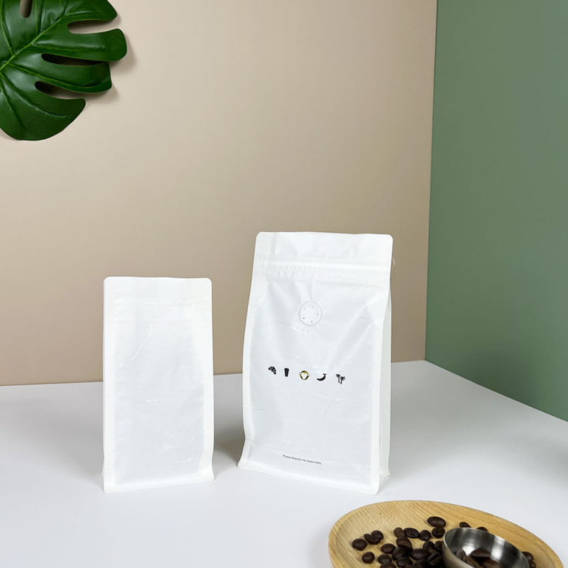 Bolsas De Café Blancas Compostables Con Impresión De Logotipo Por Calor Para Cafeterías
