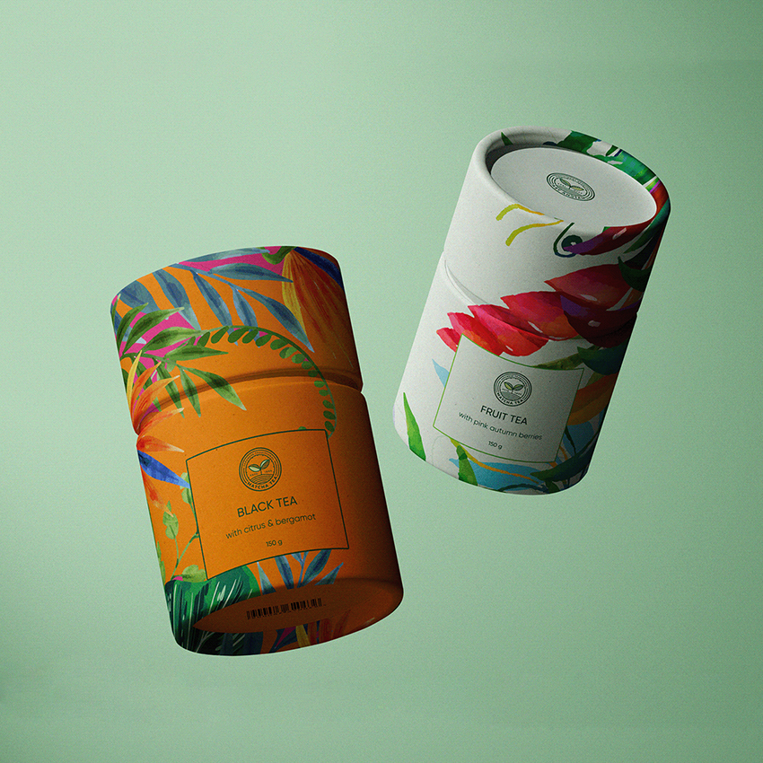 Tubos De Papel Artesanales Compostables Con Embalaje De Cilindro Impreso Personalizado Para Té