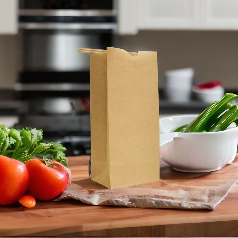 Bolsa De Papel Kraft SOS Con Fondo De Bloque De Amarre De Estaño Reciclado Para ALIMENTOS Orgánicos