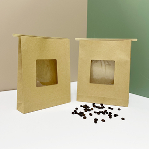 Bolsas SOS Reciclables De Papel Kraft Marrón Natural Con Ventana Para Panadería Al Por Mayor