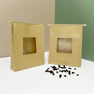 Bolsas SOS Reciclables De Papel Kraft Marrón Natural Con Ventana Para Panadería Al Por Mayor