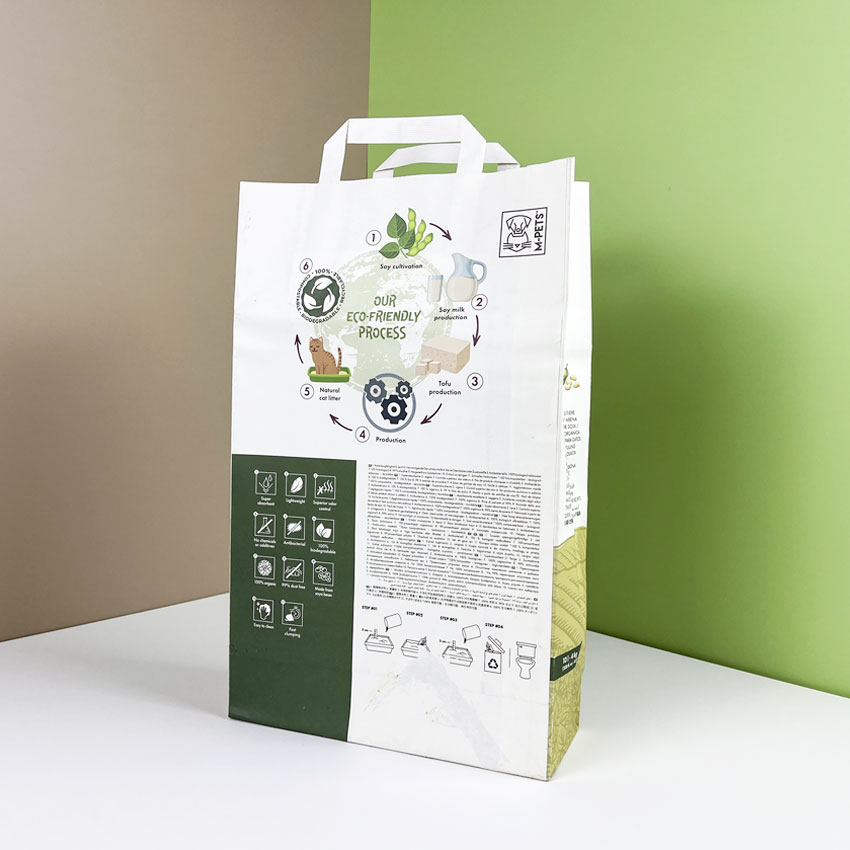 Las Mejores Bolsas Grandes Impresas De Arena Para Gatos Compostables De Fondo Plano A Prueba De Humedad