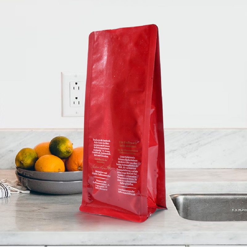 Bolsas De Café Impresas Con Fondo Plano De Papel De Aluminio Personalizado Para Envasado De Alimentos Con Válvula