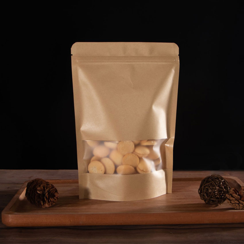 Bolsa De Papel Kraft Con Cierre Hermético Y Ventana, Ecológica, Para Alimentos, Venta Al Por Mayor 