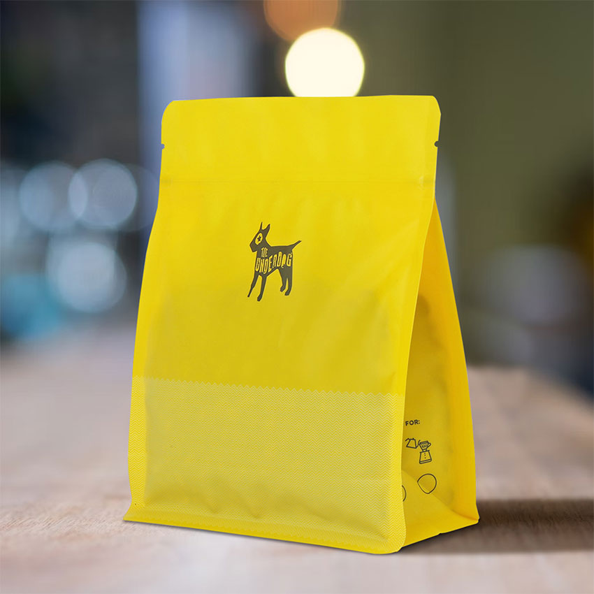 Bolsas De Café Reciclables Amarillas Con Válvula