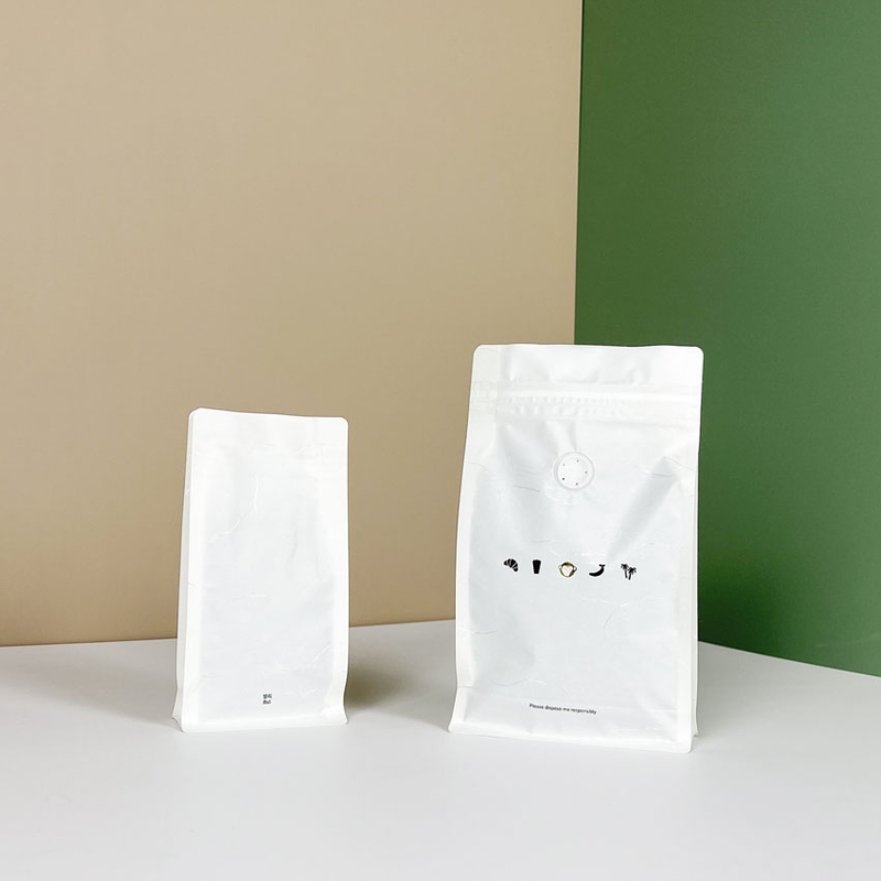 Inicio Bolsas De Café De Papel De Arroz Personalizadas Blancas Compostables Para Cafeterías
