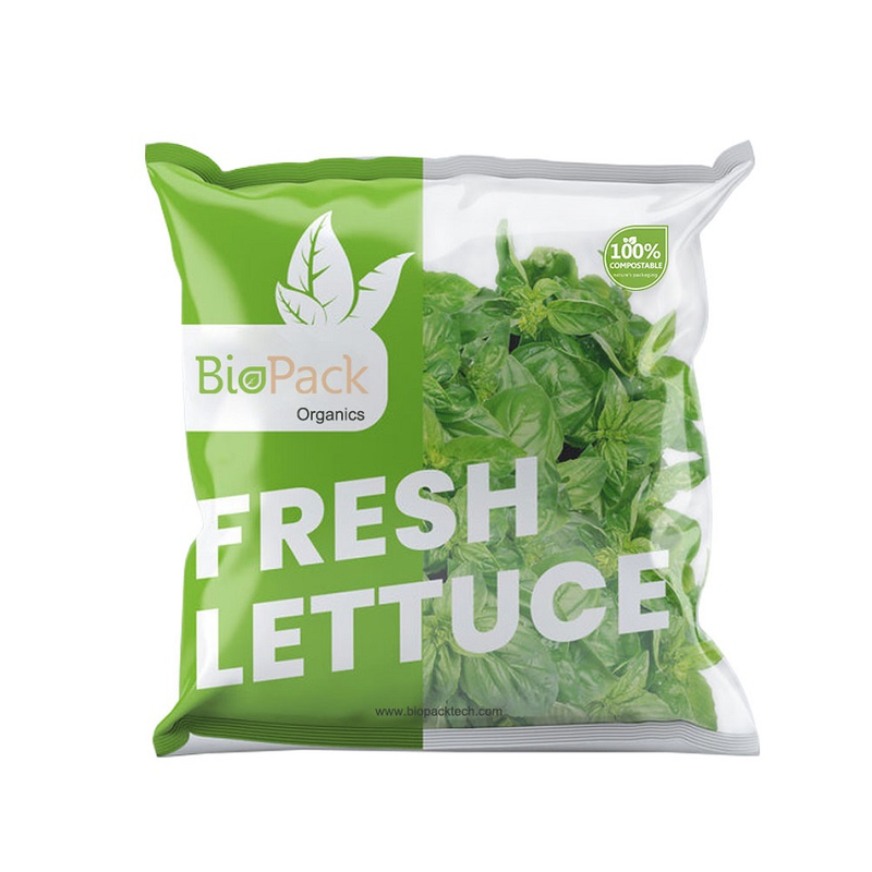 Bolsas De Violonchelo Transparentes Compostables Caseras Selladas Impresas Personalizadas Al Por Mayor Para Lechuga Fresca