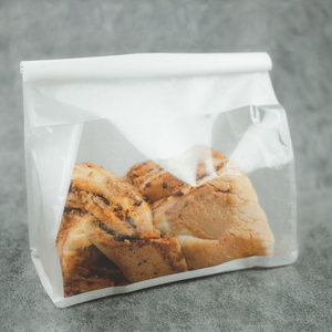 Bolsas De Pan Biodegradables De Plástico Resellable Con Lazo De Estaño Blanco Mate Con Ventana