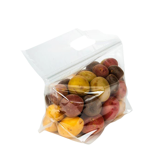 Bolsas De Frutas Compostables De Embalaje Transparente Ecológico Con Cierre Hermético Y Asa