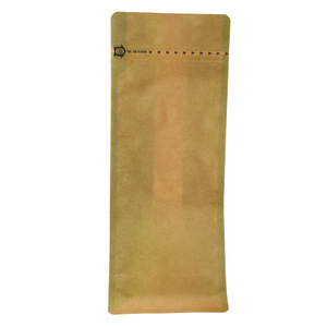 Bolsas de café de plástico de fondo plano marrón mate con embalaje verde reductor de carbono con válvula
