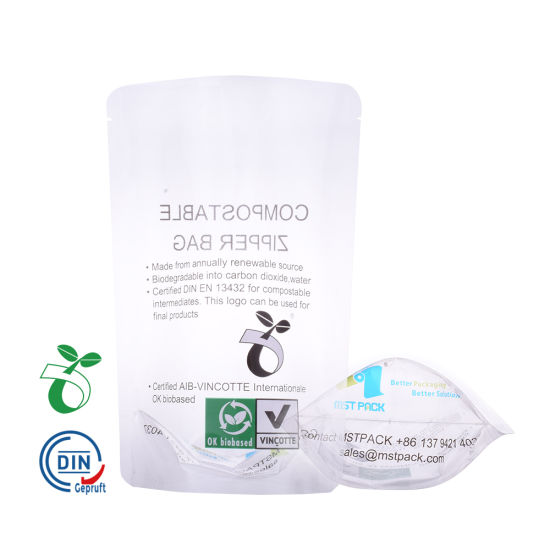 Ecológico PLA Maicena 100% Compostable Bio Degradable Bolsa de embalaje de plástico