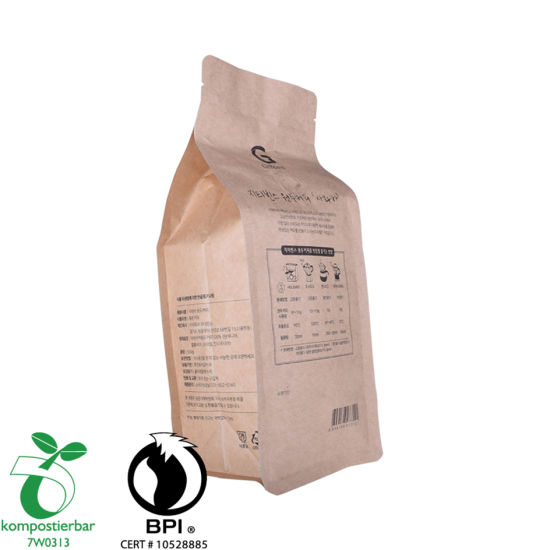 Fabricante de bolsas de embalaje de café de papel Kraft con revestimiento de papel de sellado térmico de fondo plano ecológico en China