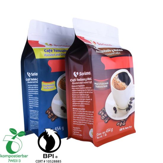 Proveedor de bolsa de embalaje de café compostable forrado con lámina de inventario en China