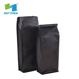Válvula unidireccional compostable Custo Bolsa de café Mylar Bolsa de embalaje de café biodegradable con refuerzo lateral lateral con cierre plano