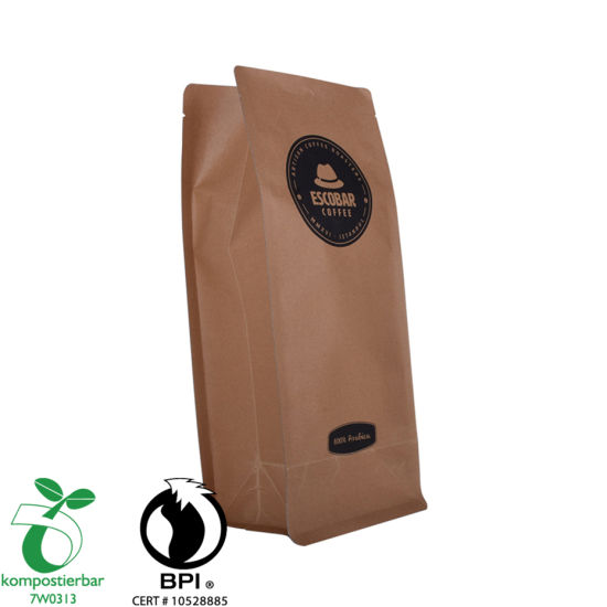 Bolsa de papel PLA con cierre de cremallera de plástico para la fábrica de envases de café de China