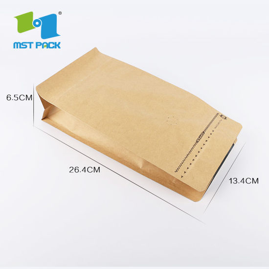 Eco Friendly Compostable Packaging Papel Kraft PLA Biodegradable Bolsa de café con válvula