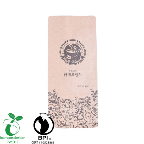 Fabricante de bolsas de embalaje de café con fondo plano Ziplock en China