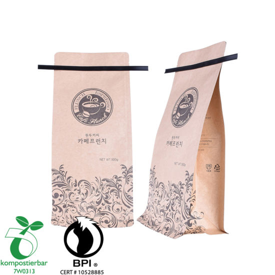 Proveedor de empaque de bolsas de café con fondo cuadrado Ziplock de China