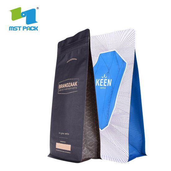 Bolso Ziplock de fondo plano de papel de aluminio tostado de papel de aluminio biodegradable de lujo impreso personalizado