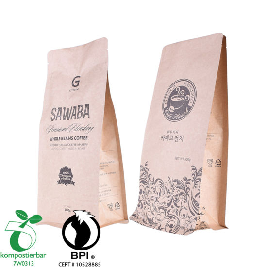 Fábrica de bolsas de fondo plano de café ecológico degradable de China