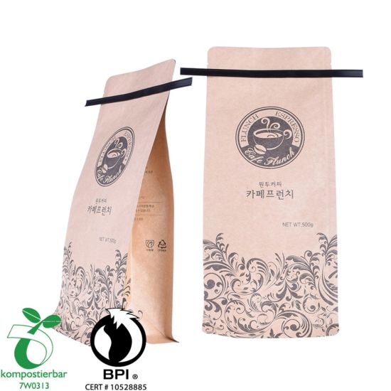 Bolsa de papel PLA con cierre de cremallera de plástico para la fábrica de envases de café de China