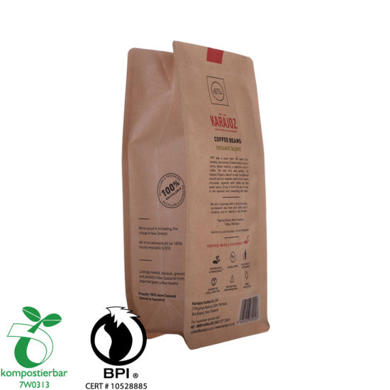 Bolsa de café con goteo inferior con caja de cremallera al por mayor de China