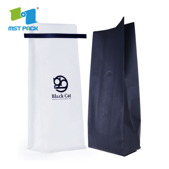 Eco Craft Bolsas de fondo de bloque de papel PLA compostable Hecho de maíz Biodegradable Bolsa Bolsas de café con estaño Tiewholesale